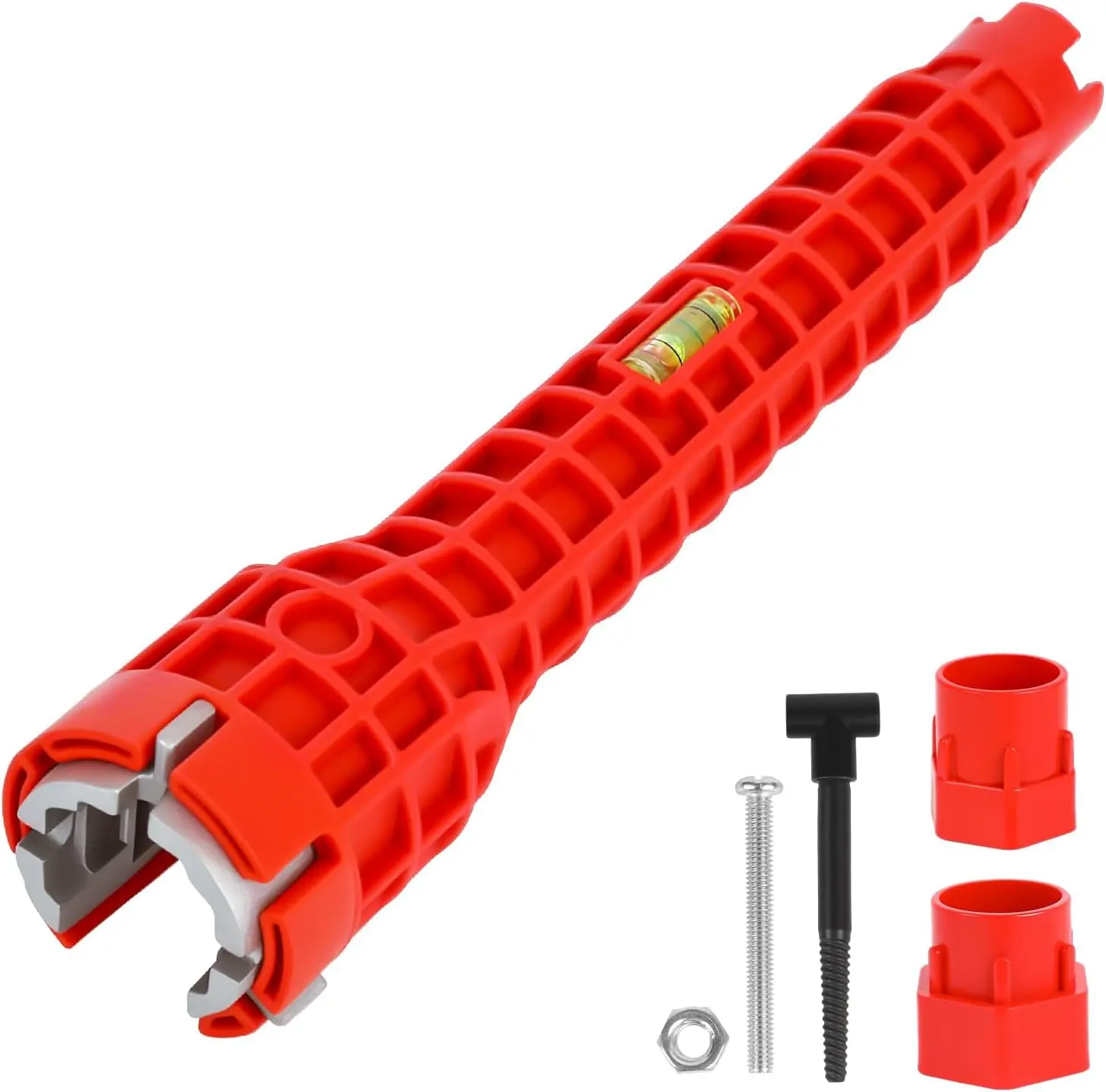 8 in-1 Multifunctional Sink & Faucet Installer Wrench - Plumbing Tool for Bathroom/Kitchen Toilet Pipe Repair & Installation (Red)