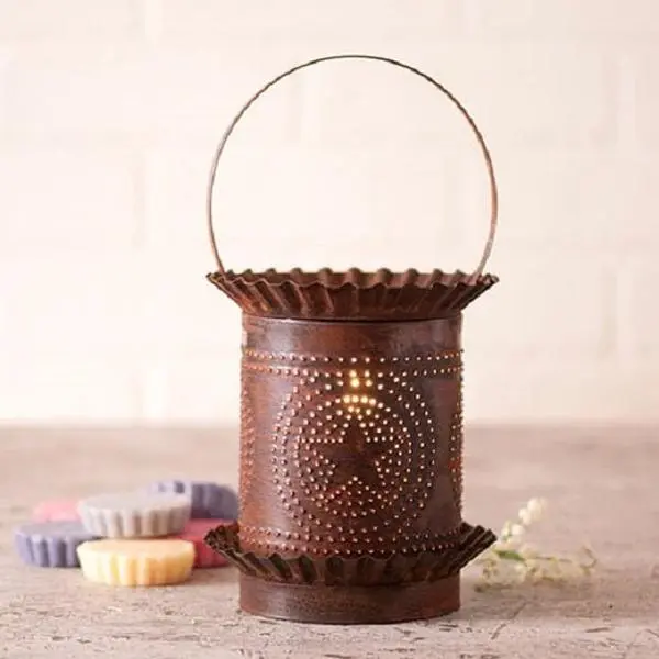 JUMBO PUNCHED TIN WAX TART WARMER Handmade COUNTRY BARN STAR Accent Light in 3 Finishes