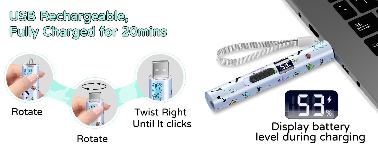 TBTeek Cat Toy, Battery Screen, Cute Fun Creative Body, Rechargeable, 7 Adjustable Patterns, Interactive Kitten Pet Dog Chase Toy for Fun Chase Play Exercise (1pcs)