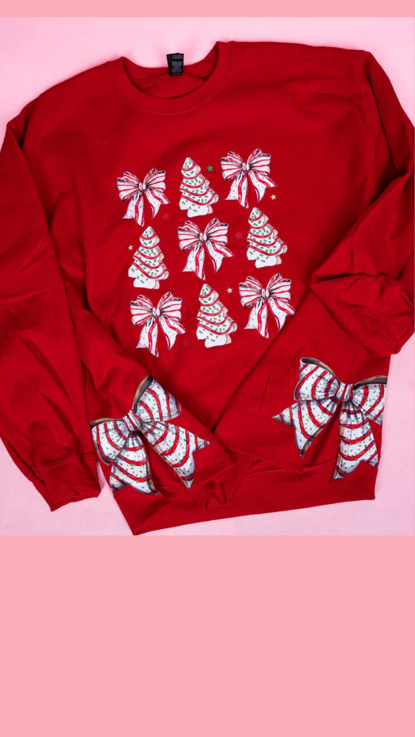 Side Bows Cakes and Bows Sweatshirt  PREPPY BOWS CHRISTMAS 2024
