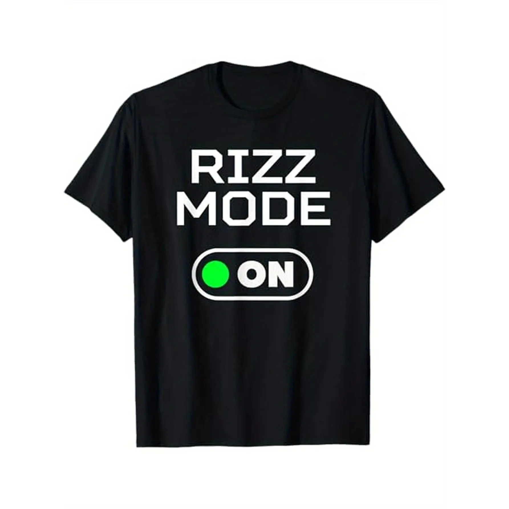 Men's Casual Short-Sleeve Round Neck T-Shirt - Menswear Top, Rizz Mode On Funny Trending Meme Print, Machine Washable, S-XXXL, Party Gift for Adults