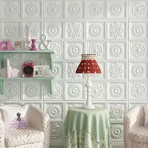 New 20pcs 3D Wall Tile Sticker, Foam Self-Adhesive Anti-Collision Wallpaper, Waterproof Moisture-Proof Ceiling Sticker, Easy To Stick And Peel, Easy To Clean And Free Cutting, For Kitchen Living Room Bathroom Corrido Decor Decorative