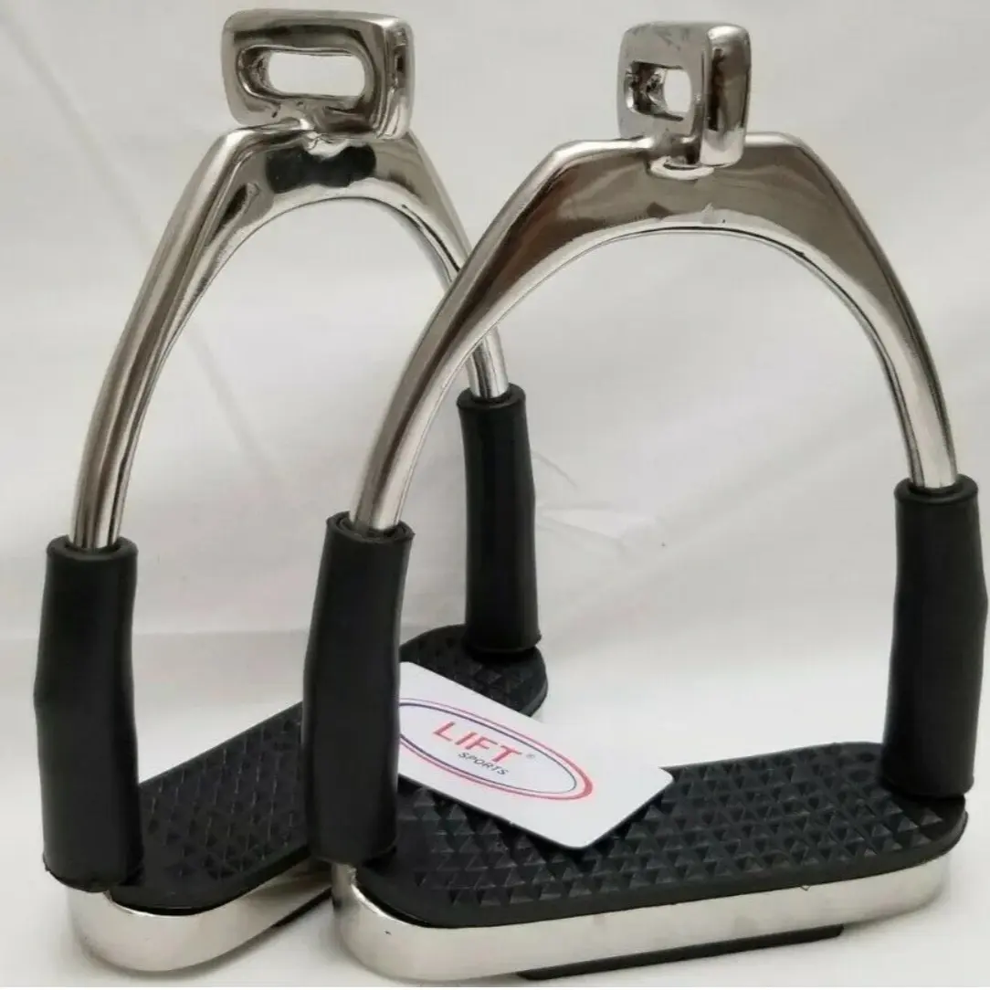 Offset 4.75 Inches Horse English Flexible Safety Stirrups made of Stainless Steel