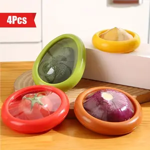 Silicone Fruit & Vegetable Storage Container, 4 Counts/set Seal, Reusable & Stackable Food Storage Container for Home Kitchen, Utensils, Produce Storage Containers