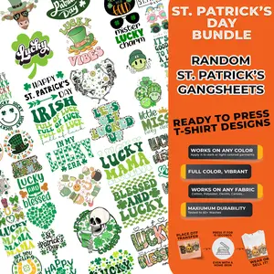 15PCS St. Patrick's Day Mystery DTF Transfer Bundle – Ready to Press St. Patrick's Day Designs | for T-Shirts, Totes & DIY Gifts