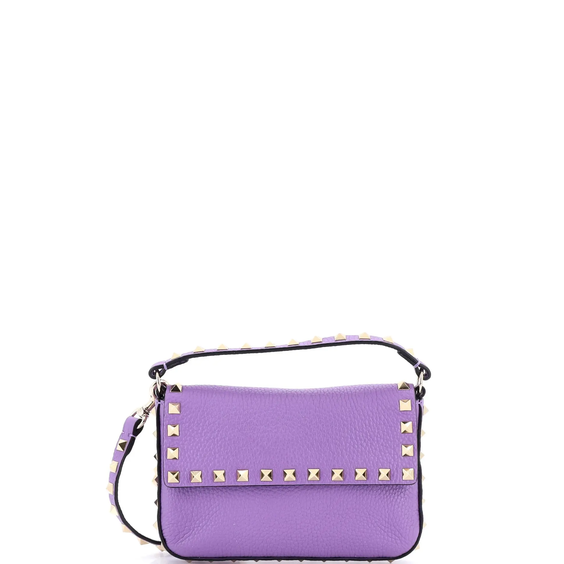 Pre-owned Valentino material Messenger Bags Garavani Rockstud Top Handle Crossbody Pouch Leather Mini by Rebag