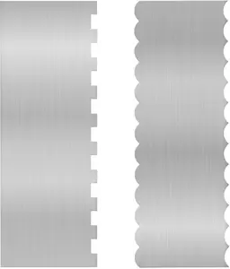 2-Piece Stainless Steel Cake Scraper Set – 8.7-Inch Double-Sided Pattern Edge Smoothers for Decorating – Stripe Cake Comb Tools for Professional Icing & Baking