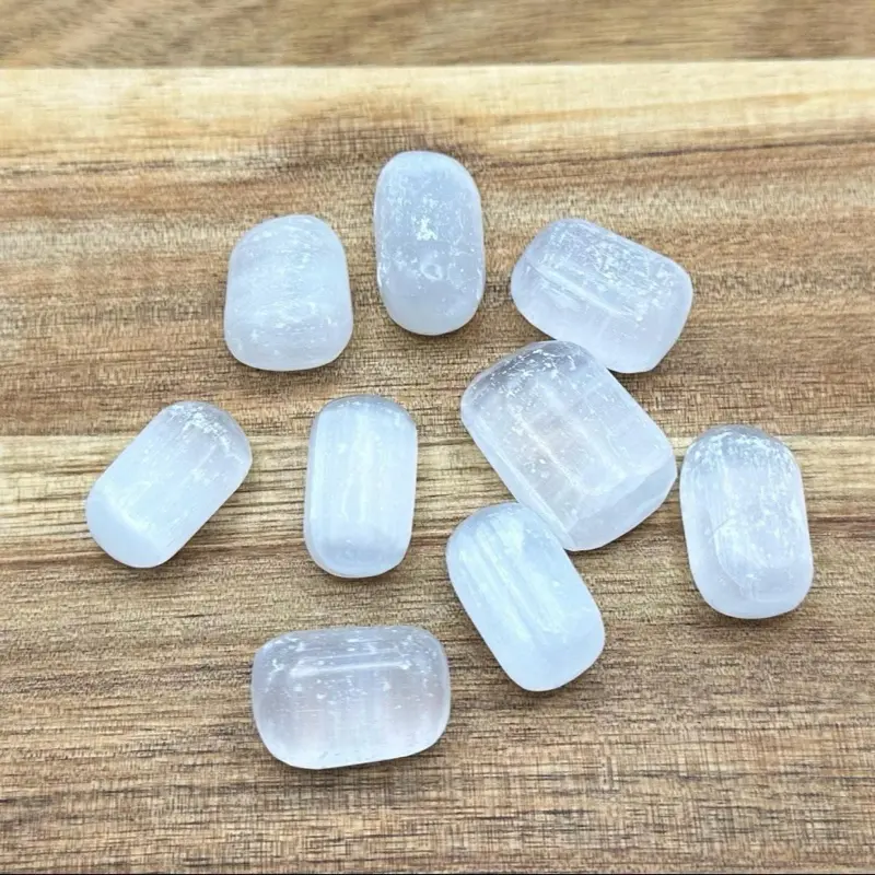 Polished Selenite Tumbles CLEANSE CHARGE Satin Spar Tumbled Stones for Amplifying and Cleansing Other Crystals