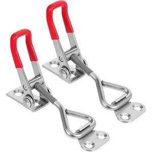 2 Pcs Toggle Latch Clamp 4001, 304 Stainless Steel Adjustable Silver Toggle Hasp Latches Quick Release Heavy Duty 330Lbs Holding Capacity for Smoker Lid Jig Freezer Door Cooler Box Trunk Draw Chest