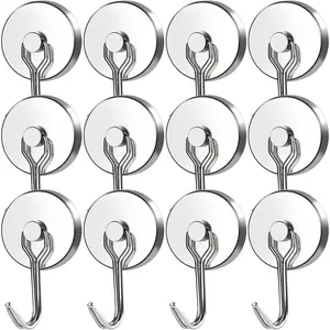 120LB+ Swivel Swing Cruise Neodymium Hook Magnets for Home Workplace Door Office and - Pack of 12
