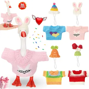 4 Sets 7 Inch Mini Desk Goose Knitted Outfits - Cute Multicolor Clothes for Magnetic Goose Duck Statue Key Holder Home Office Table Decor Gifts