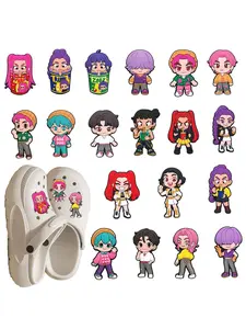 19 Pcs PVC Cartoon Shoe Accessories, Footwear Shoe Charm, Trendy Demon Hunter Series for Sandals, Insoles, Bubble Slippers, Ideal Shoe Decoration
