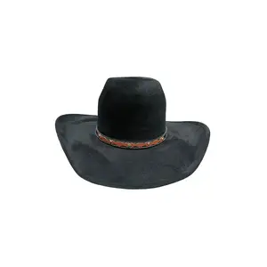 Flat Crown Top Buffalo Cowboy Hat- Black