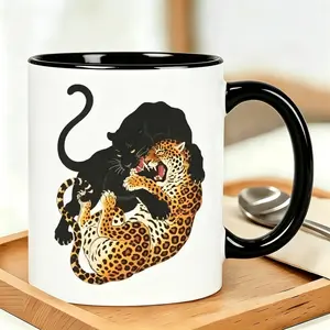 Jungle Fury Unisex Reusable Coffee Cups  Ceramic Cup 1pc 11Oz Ceramic Mug