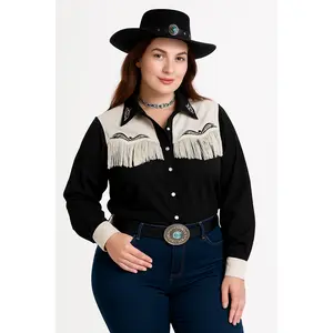 Women's Plus Size Western Fringe Shirt - Halloween Costume Accessory