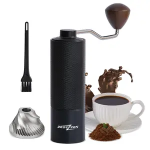Manual Coffee Grinder with Precision Conical Burr – Adjustable Hand Coffee Grinder with Double Bearings – Stainless Steel Portable Coffee Mill for Espresso, French Press,Travel & Camping