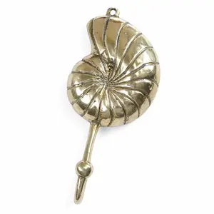 Brass Conch Shell Wall Hook – Coastal Bathroom Decor, Nautical Towel Hanger, Beach House Wall Hook