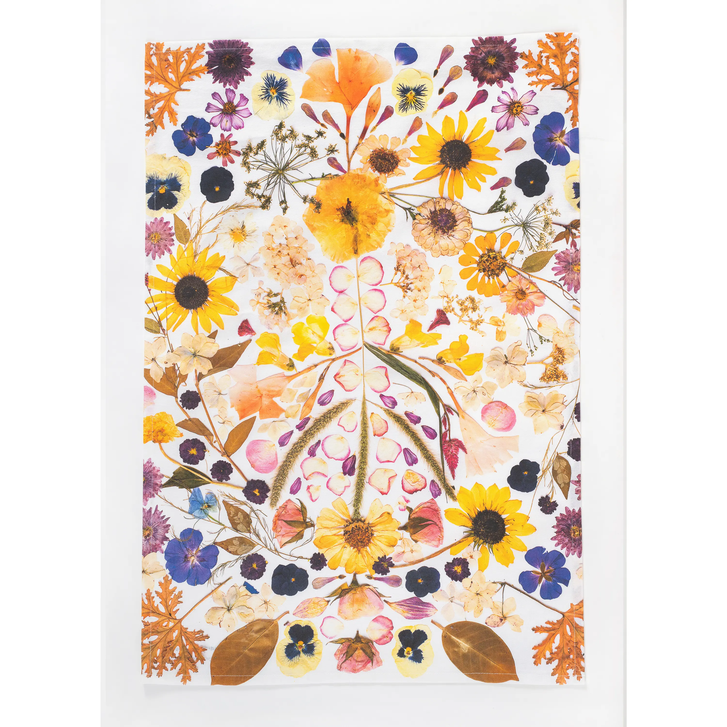 Pressed Flower Tea Towel – Dreams of Peace | Botanical Cotton Kitchen Towel