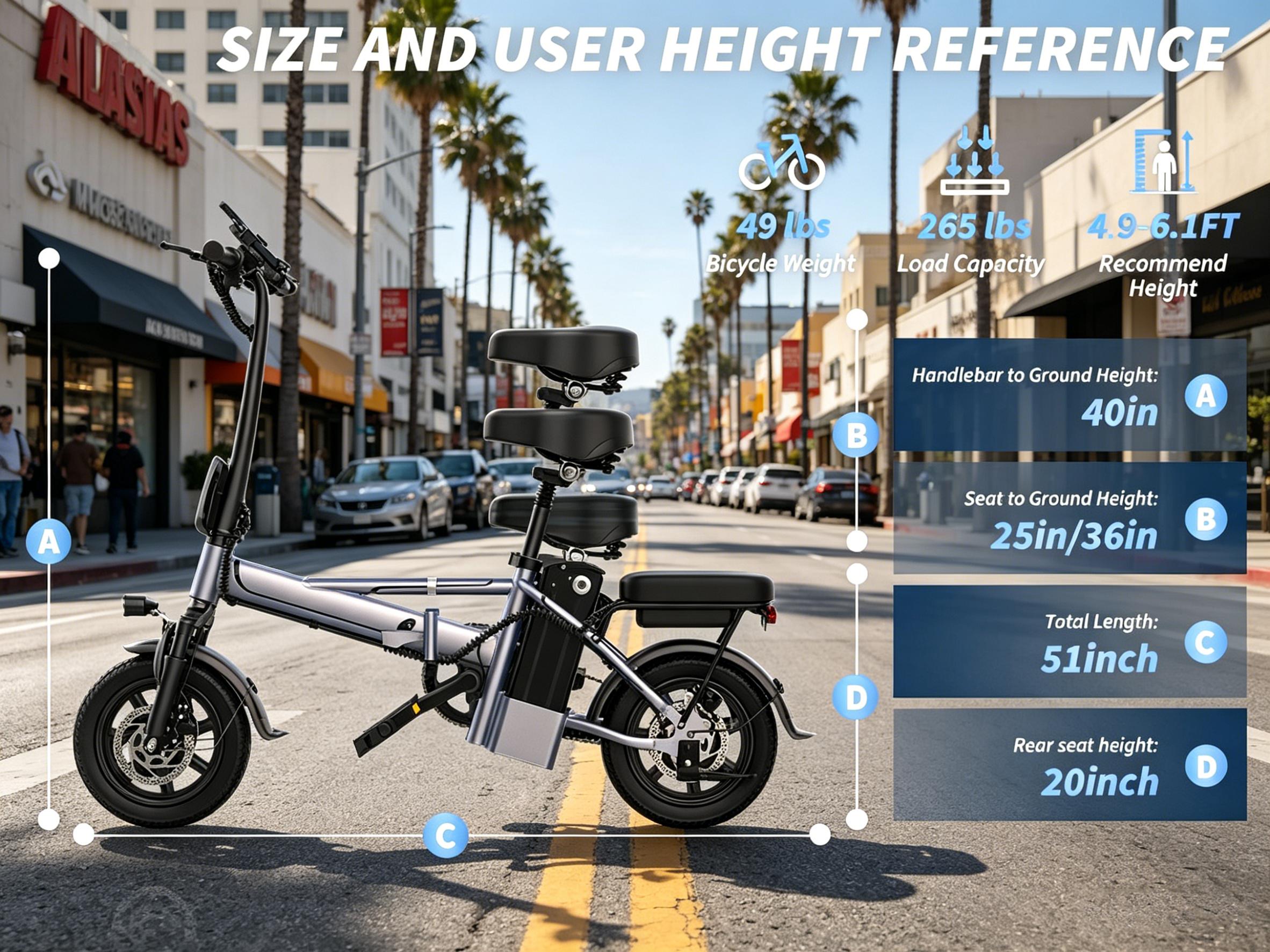 US 14" Foldable Electric Bike for Adults | 750W Peak Motor, 22 MPH Speed | 48V 10.4Ah/15.6Ah Battery, Electric Scooter| with Dual-Seat and Multi-Shock Absorption & Smart APP | With Phone Holder | UL2849 Certified Motor | Nice for Gift & Daily Commutes