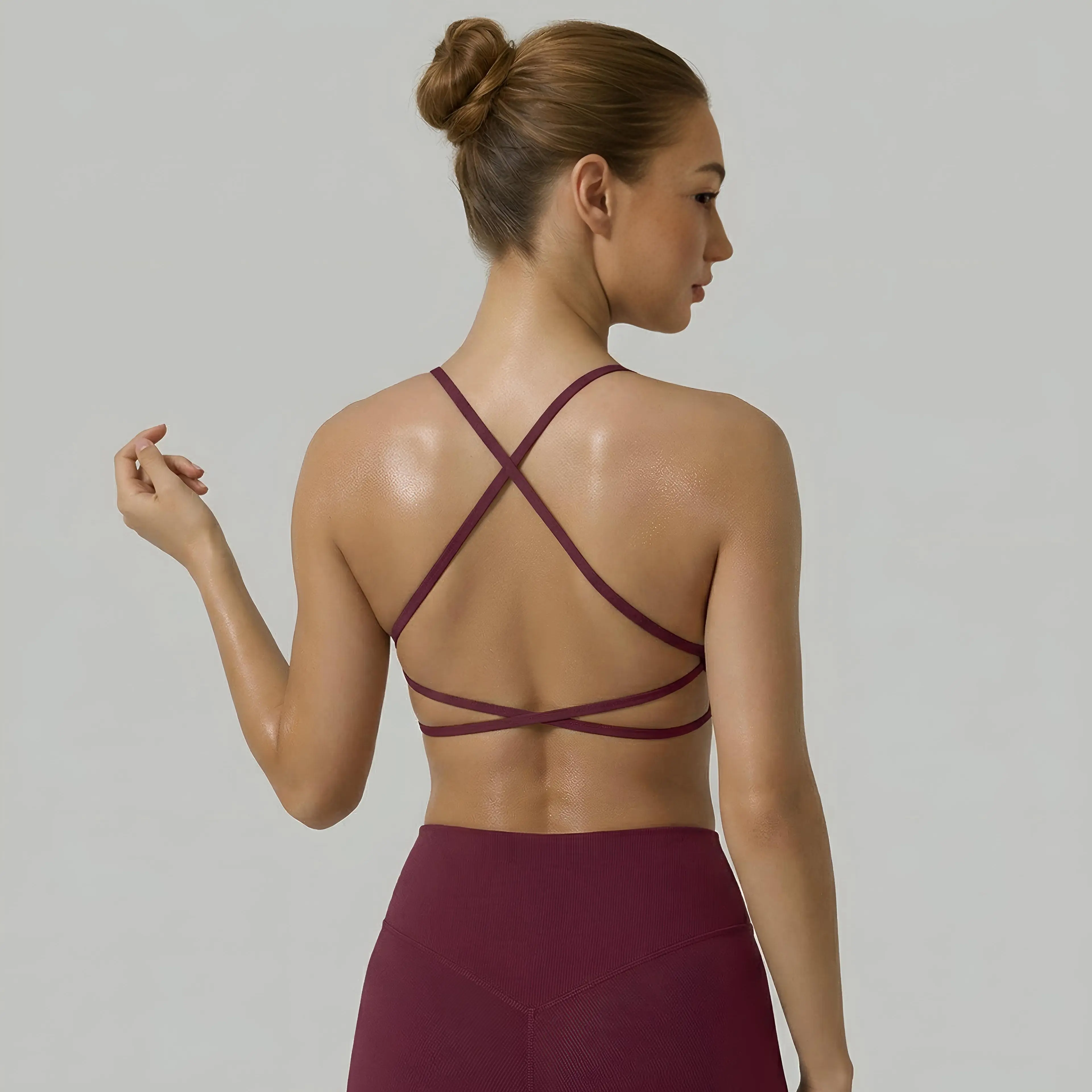 PAVOI ACTIVE Open Back Strappy Yoga Workout Bras for Women - Low Support Criss-Cross Sports Gym Bra Removable Pads