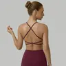 PAVOI Sports Bra Open Back Strappy Yoga Bra - Low Support, Adjustable Criss-Cross Straps, Removable Pads, Breathable Butterys-soft 4-way Stretch Activewear for Pilates & Gym Recovery