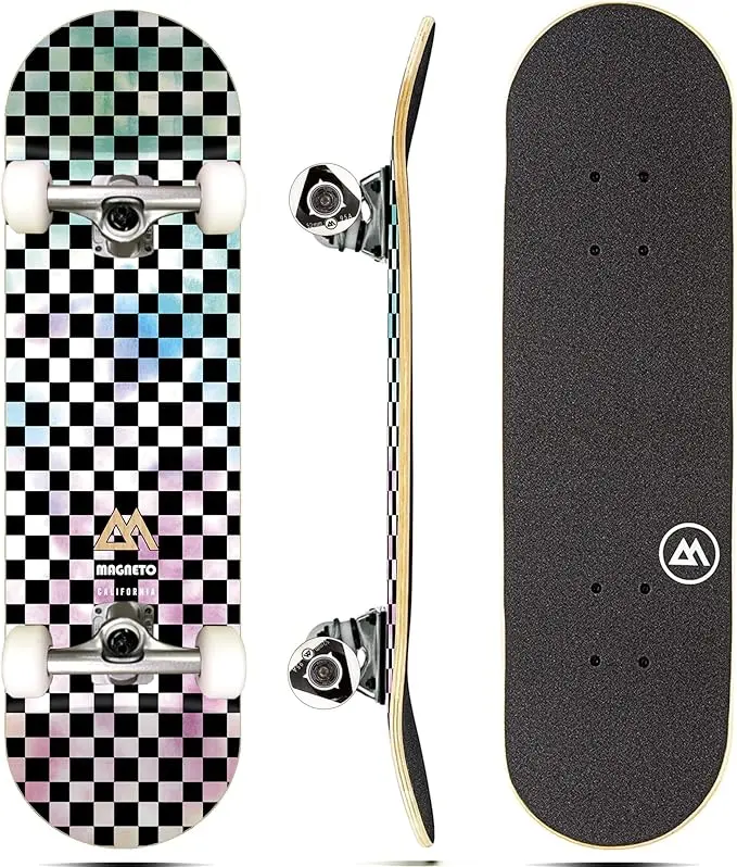 Magneto Complete Skateboard | Maple Wood | ABEC 5 Bearings | Double Kick Concave Deck | Kids Skateboard Cruiser Skateboard | Skateboards for Beginners, Teens & Adults (Free Stickers Included)