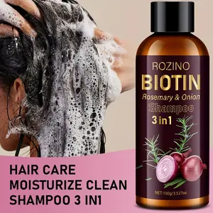 Rozino Biotin Shampoo with Rosemary & Onion 3-in-1 Hair Care for Nourishment 100g Natural Cleanser Without Silk Protein or Conditioner