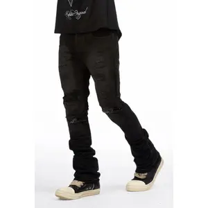 Foreign Dark Grey Wash Stacked Flare Jean