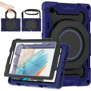 for Galaxy Tab A8 10.5 Case for Kids Girls Boys, Model SM-X200 X205 X207 Tablet Case with 360 Rotating Kickstand Shoulder Strap Hand Grip 3 Layer Shockproof Durable Case