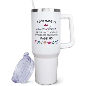 Work Bestie Gifts - Best Friend Birthday Gifts - Work Bestie Tumbler Best Friend Gift for Women 40 oz Tumbler with Handle and Straw, Coworker appreciation gifts