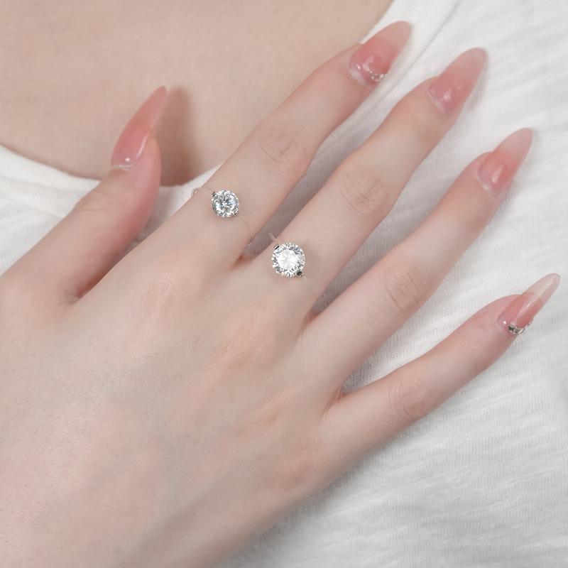 【#452 Invisible Ring】1-2CT Moissanite Enhanced Nylon Thread Band vvs Synthetic Moissanite Rings in 925 Sterling Silver Invisible Ring