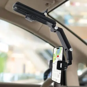 DIBMS Sun Visor Phone Holder, Phone Holder for Car, 360 Rotatable and Adjustable, Compatible with Most of Smartphones, More Comfortable to Use Hands-Free. (Grey)