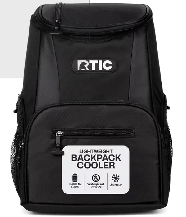 RTIC 15-Can Lightweight Cooler Backpack with Pockets, Black