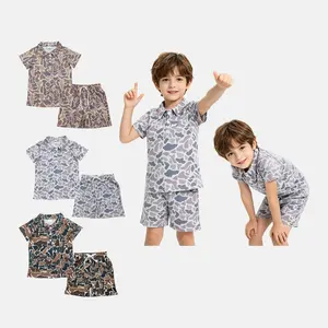 Boys' Summer Camo Suit, 2-Piece Casual Short Sleeve Set: Polo Top + Shorts, Soft, Comfortable, Ideal for Playdays & Outings