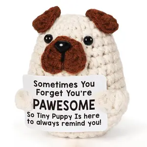 Positive Affirmations Decor Signs for Women Friends, Emotional Inspirational Support Gifts, Handmade Crochet Present for Dog Lovers