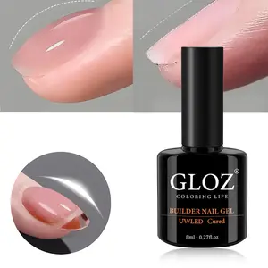 GLOZ 8-in-1 Light Coffee Builder Gel, BIAB Nail Strengthener & Apex Rubber Base Gel for Thin Nails, Soak Off UV LED Gel for Salon & DIY Beginners