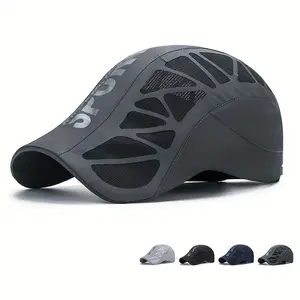 Men's Mesh Breathable Newsboy Hat, 2024 New Style Retro Literary Painter Hat, Casual Sun Protection Sunshade Forward Hat for Outdoor Wear