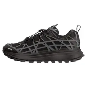 Dior B31 Mesh Rubber Round-Toe Lace-Up Cannage Pattern Comfortable Durable Low-Top Casual Sneakers for Men in Black