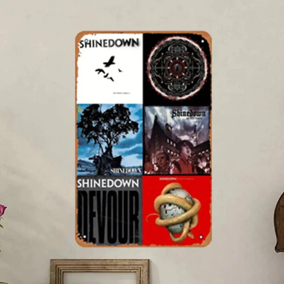Shinedown Band Metal Wall Art, 1 Count Waterproof & Windproof Wall Decor, Perfect for Music Enthusiasts to Infuse Rock Vibe into Home Decor, Poster