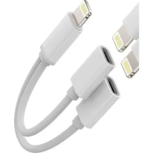 Headphone Adapter Compatible with Lightning Double to Audio Jack and Charger Earphone Charging Splitter Compatible with iPhone 11 12 xr x 7 8plus for ipad Connector Converter