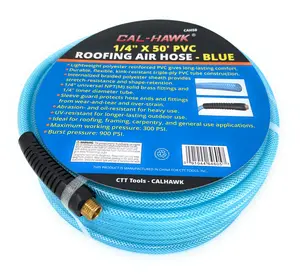 1/4"  Air Hose Flexible Braid Roofing Clear Blue PVC NPT 300 PSI