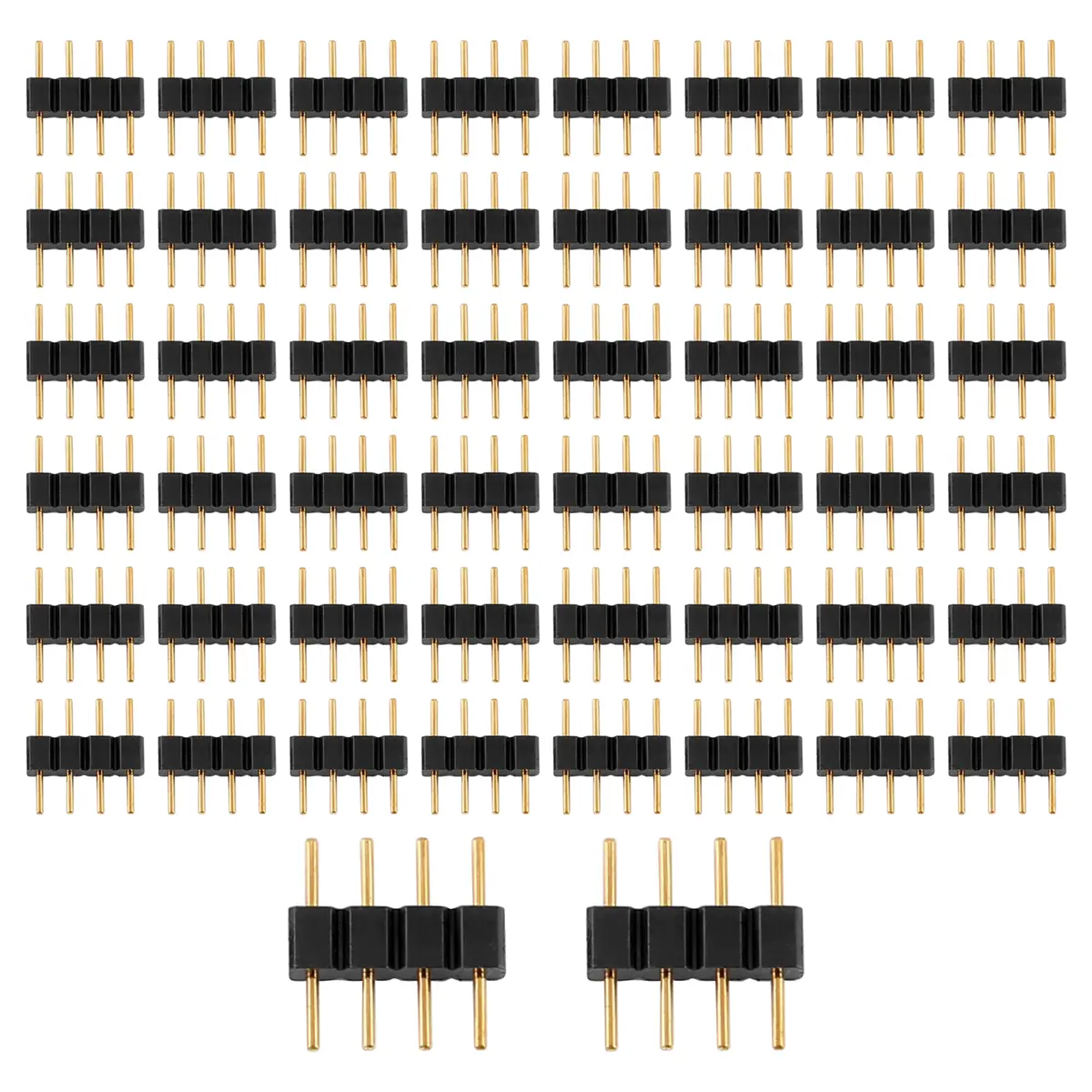 50Pcs Bulk Pack 4-Pin RGB LED Strip Male Plug Adapter Connector - PC+Metal, No-Solder Needed, for Connecting RGB 3528 5050 SMD LED Strips, Connecting Led Strips