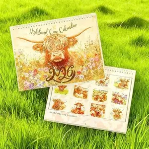 2026 Highland Cow Wall Calendar- Funny & Whimsical Highland Cattle Calendar, Animal Lovers & Home/Office Decor, 12-Month Spiral-Bound Calendar (Flower Highland cow)