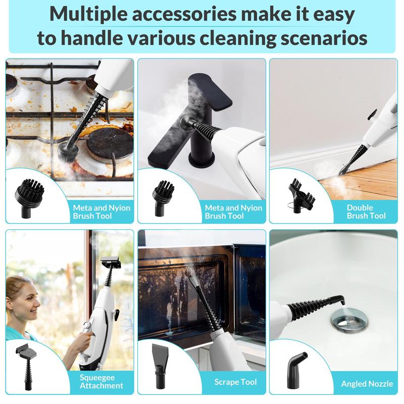 [Flash Sale] GLEEHILL 10-in-1 Steam Mop & Handheld Steamer, 1550W, 8m Cord, Steam Mop for Hardwood Floors, Washable Pad, Multi-Functional Accessory for Floors, Carpets, Tile, Grout & Glass, Chemical-Free