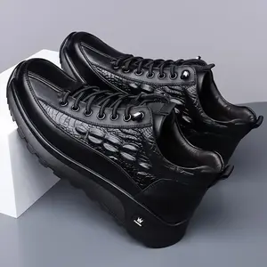 Men’s fashion sneakers — comfortable, resilient, soft sole; casual street style; minimalist solid color; lace-up; cow faux leather upper; boys’ closed-toe training sports shoes