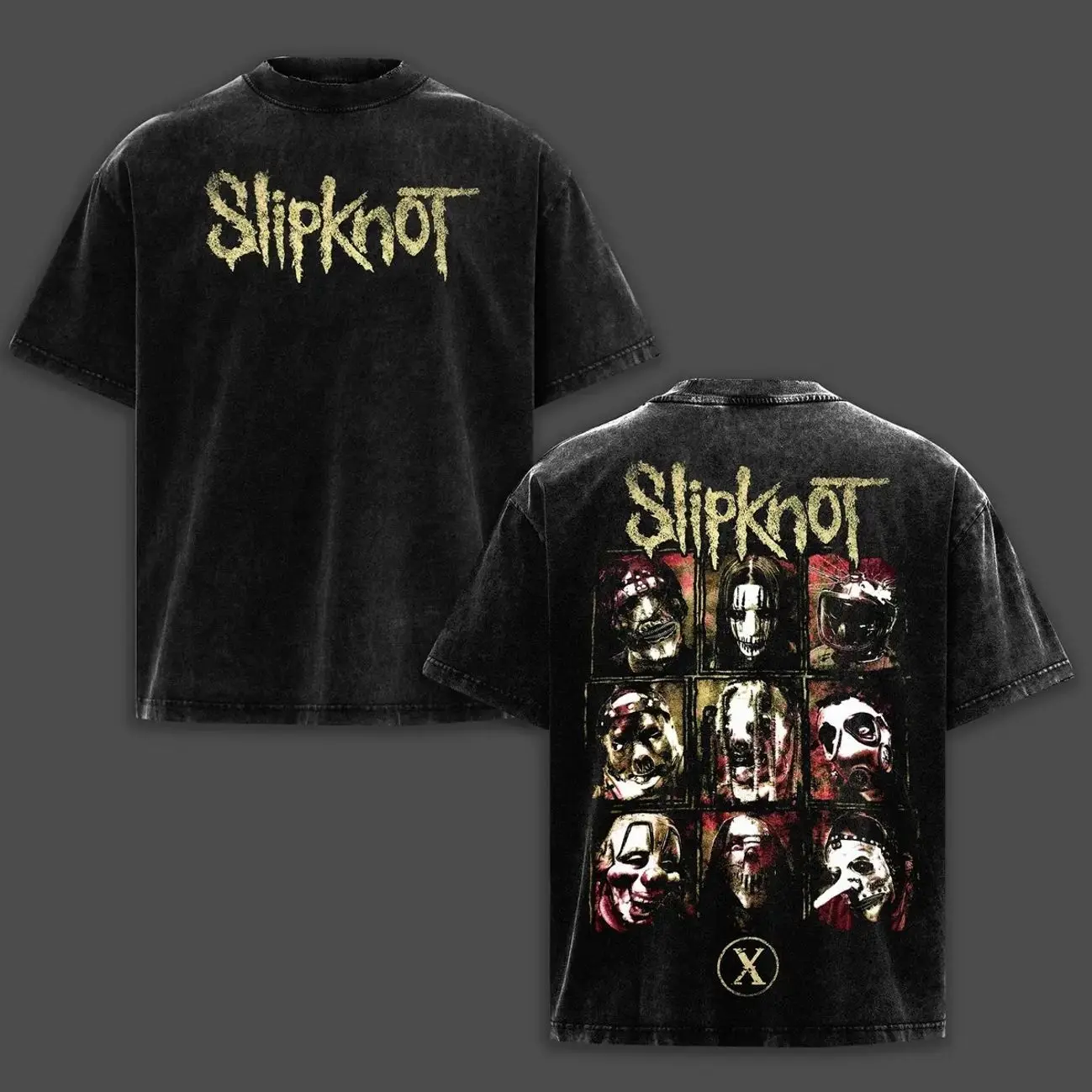 Slipknot Rock Band Heavyweight Washed Shirt, Distressed Graphic Shirt, Rock Aesthetic, Y2K Grunge Metalcore, Edgy Alternative Streetwear, Retro 90s Punk Gothic Band Merch