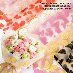 Gold Butterfly Floral Packaging Paper, High-End Bouquet Wrap, Waterproof Gift Wrapping, Holiday & Event Decor, Flower Shop Supplies