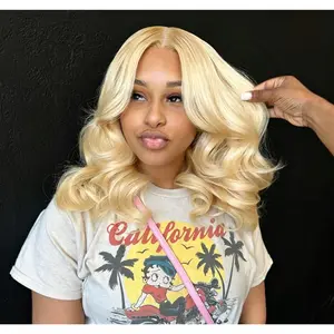 Loose Bob Wig Human Hair Blonde 13x4 Lace Front Wigs Human Hair Pre Plucked 200% Density Short Body Wave Bob Wig Blonde 613# Glueless Bob Wigs for Black Women 12 Inch