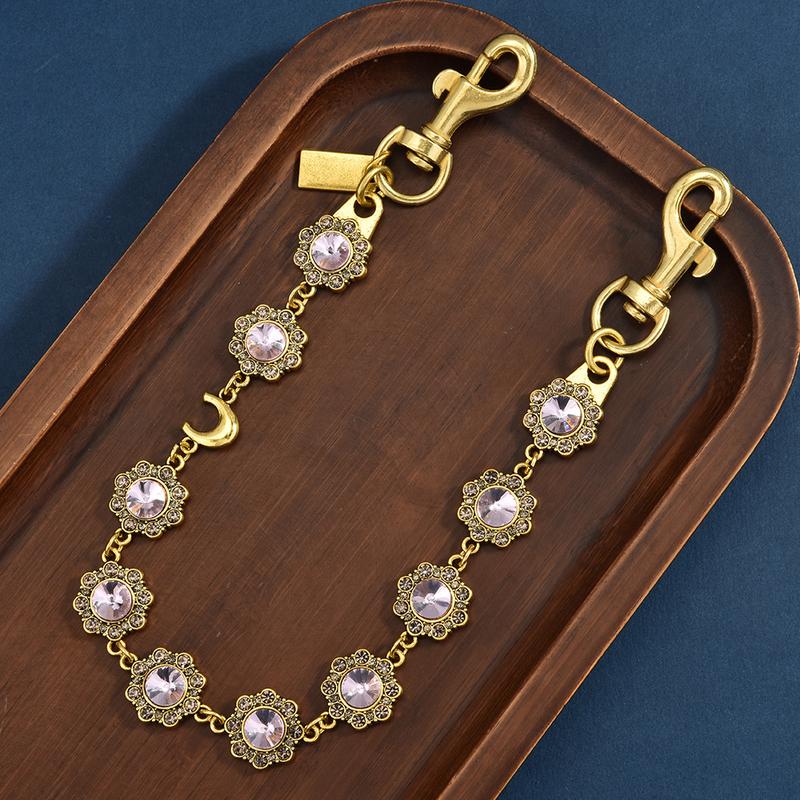 Retro and fashionable oval carved rhinestone bag chain, metal crossbody bag chain for women, bag chain