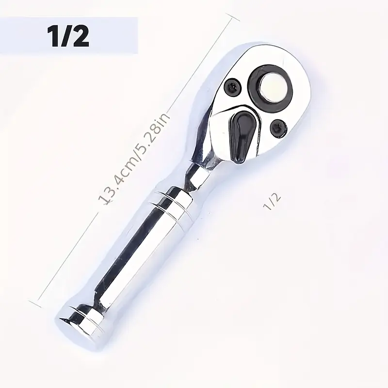 Stainless Steel Quick Ratchet Wrench - 72-Teeth Short Handle, Bidirectional Auto Socket Head, Ideal Hand Tool Accessory for Car Repair Tasks